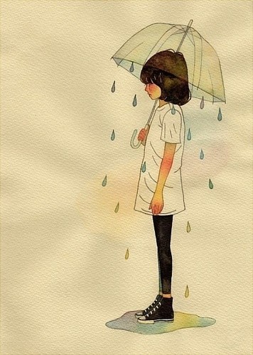 雨伞下的泪水